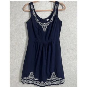 Vineyard Vines Dress Womens 4 Navy Blue Embroidered Sundress Classic Summer